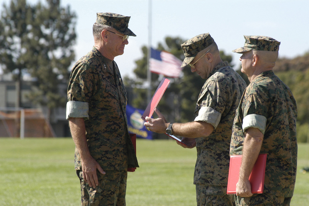 US Marine Corps (USMC) Major General (MGEN) William G. Bowdon, outgoing ...