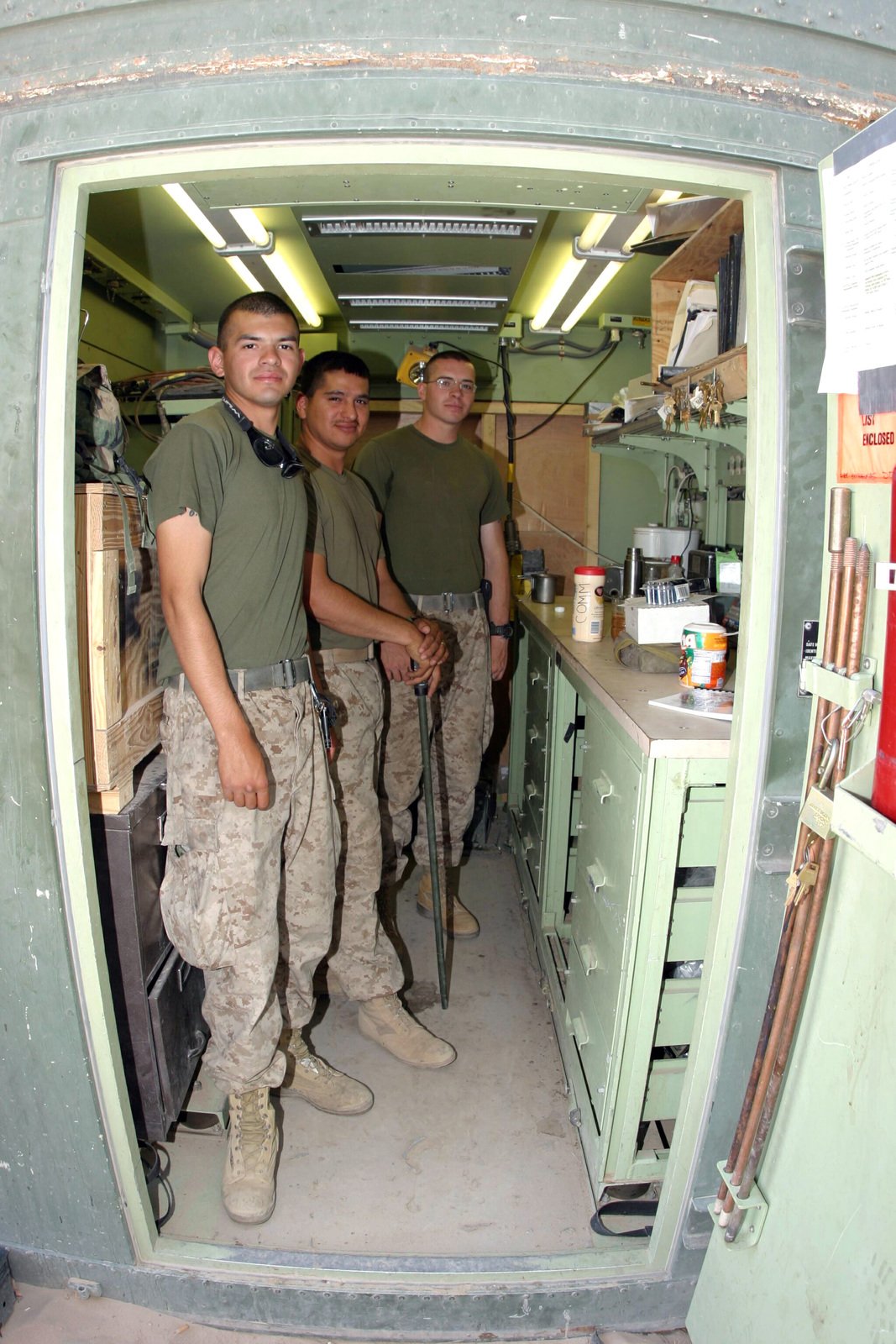 US Marine Corps (USMC) Corporal (CPL) Justin Ramirez (left), USMC Lance ...