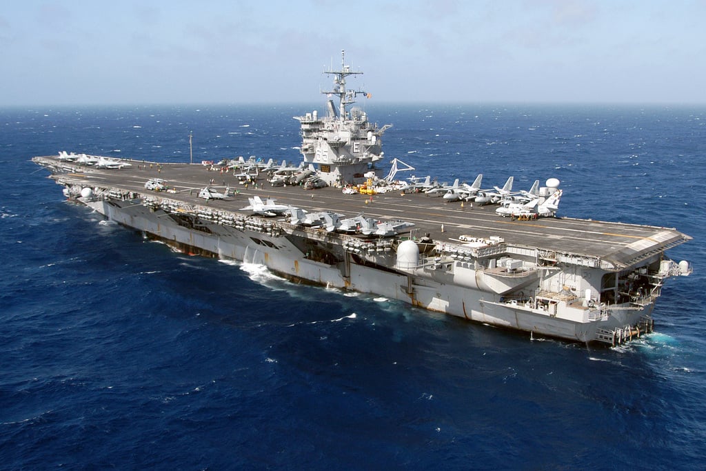 The US Navy (USN) USS ENTERPRISE (CVN 65) steams through the waters of ...