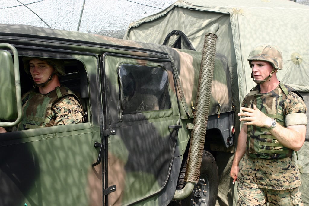 US Marine Corps (USMC) Lance Corporal (LCPL) Terrel John Sjostrom (left ...