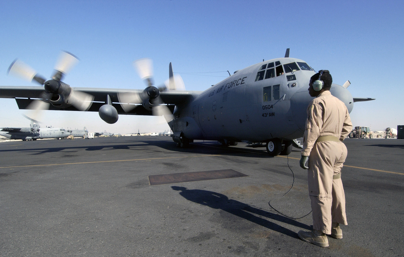 US Air Force (USAF) AIRMAN First Class (A1C) Danny Cox, C-130 Hercules ...