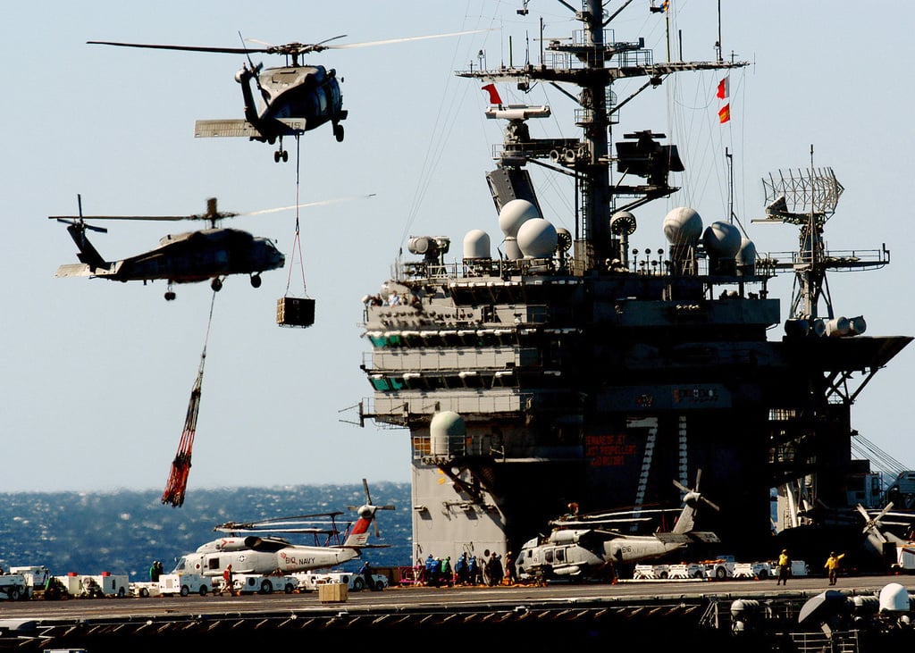 Two US Navy (USN) SH-60B Seahawks Helicopters Assigned To The "Emerald ...