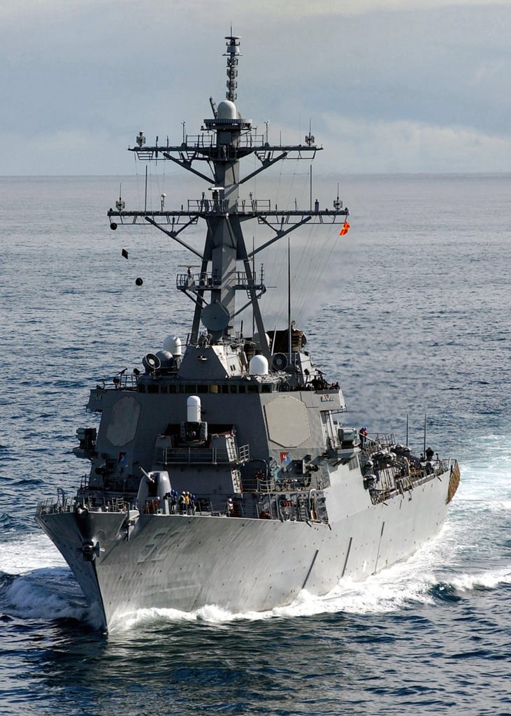 A port bow view of the US Navy (USN) Arleigh Burke Class Guided Missile ...