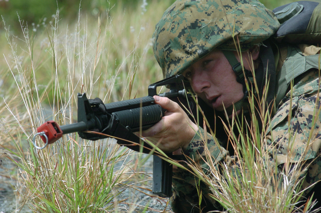 A US Marine Corps (USMC) Marine assigned to the 3rd Amphibious Assault