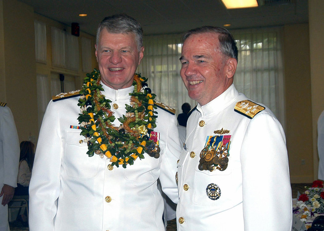 US Navy (USN) Admiral (ADM) Gary Roughead (left), Commander, US Pacific ...