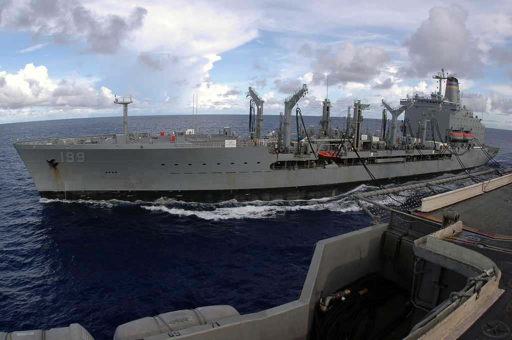 A view from onboard the US Navy (USN) Aircraft Carrier, USS KITTY HAWK ...