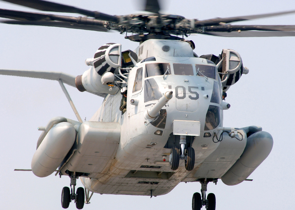 A US Marine Corps (USMC) CH-53E Super Stallion helicopter, Marine Heavy ...