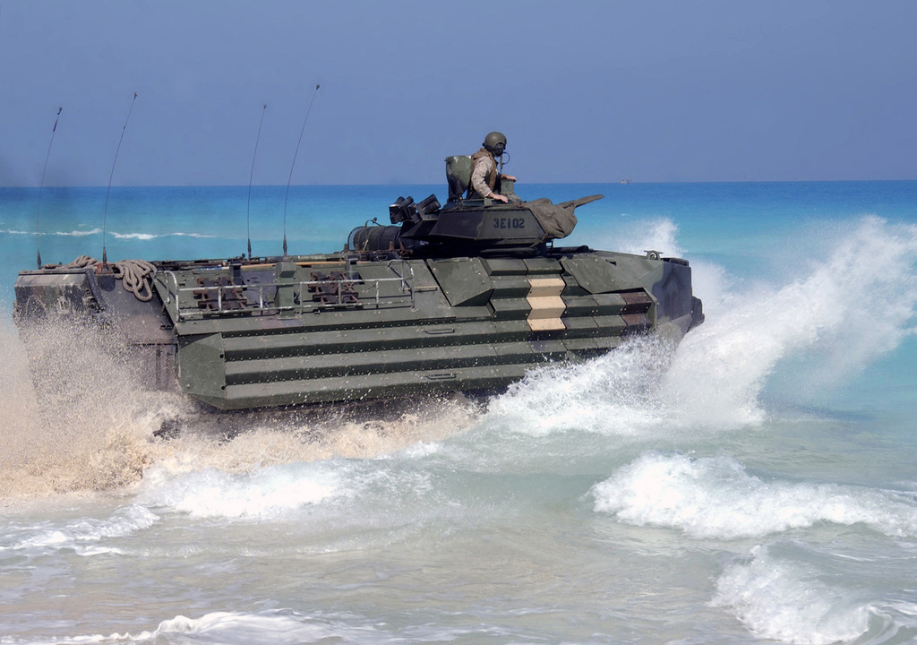 Us Marine Corps (usmc) Marines Aav7a1 Assault Amphibian Vehicles From 