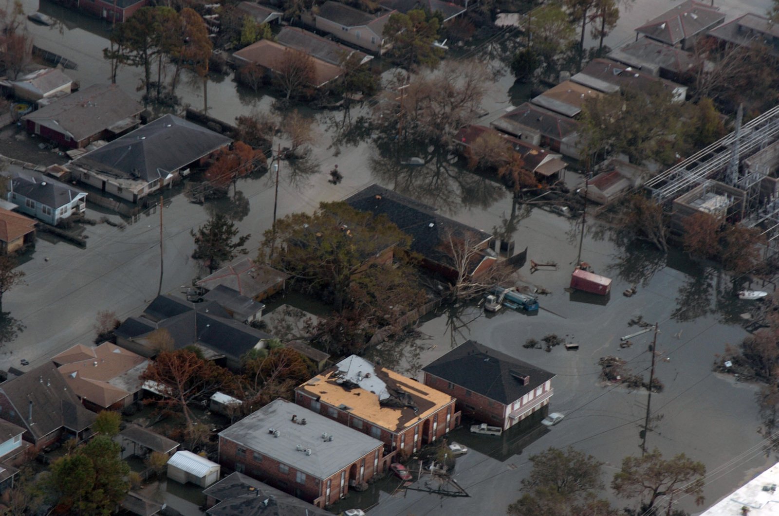 An Aerial View Of The Areas Still Flooded Two Weeks After Hurricane Katrina Struck In And Around