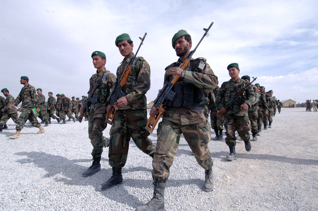 Afghan National Army Snipers marching during the closing ceremony of ...