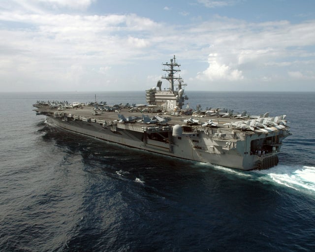 The US Navy (USN) Nimitz Class Aircraft Carrier USS RONALD REAGAN (CVN ...