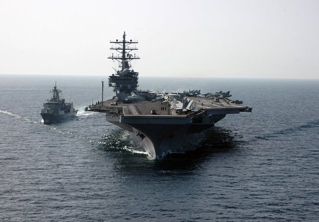 The US Navy (USN) Nimitz Class Aircraft Carrier USS RONALD REAGAN (CVN ...