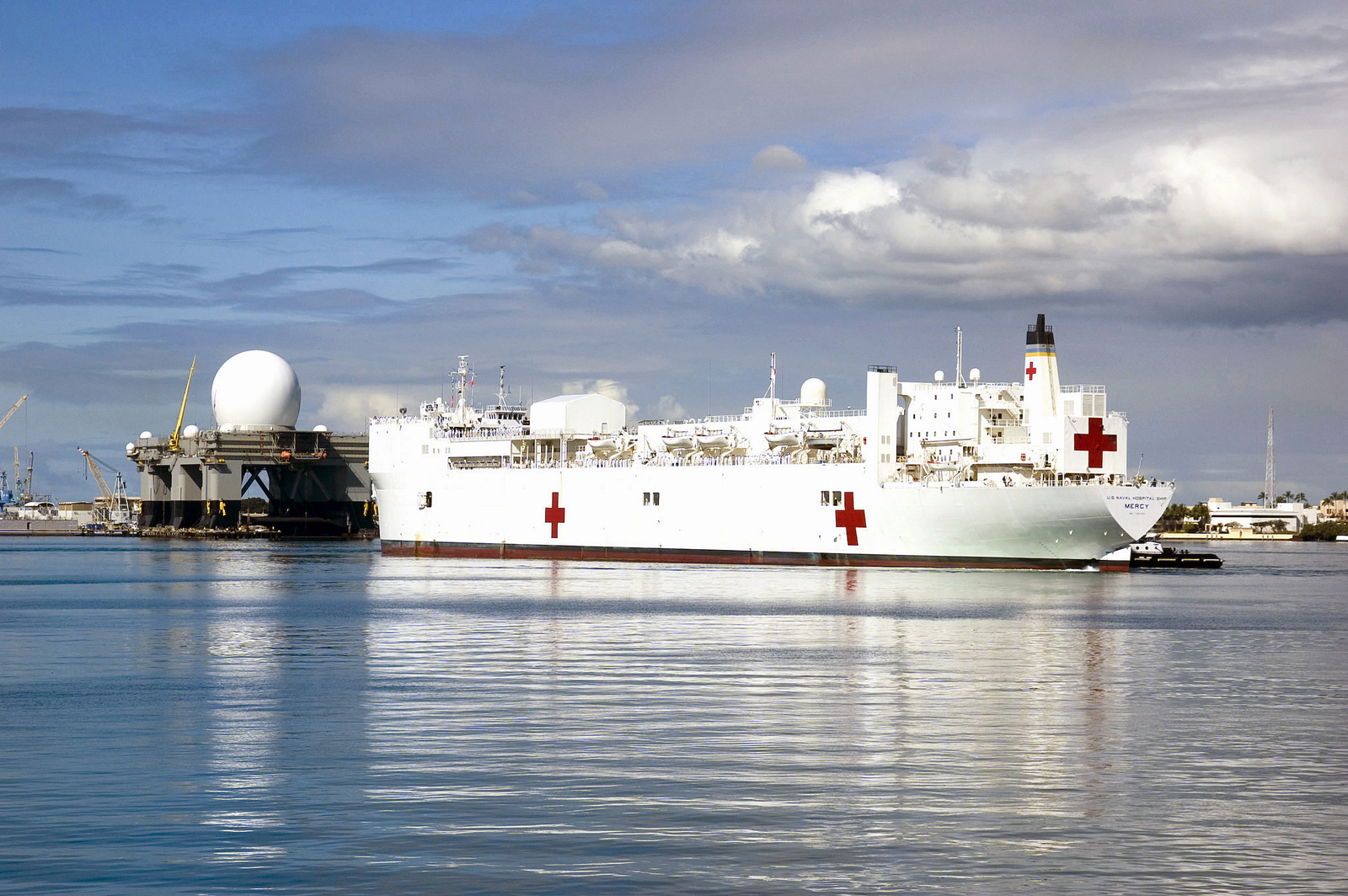 A Port Side Stern View Showing The Us Navy Usn Military Sealift Command Msc Hospital Ship 7742