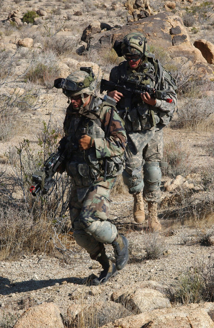 Two U.S. Army Soldiers, Bravo Company, 2nd Battalion, 35th Infantry ...