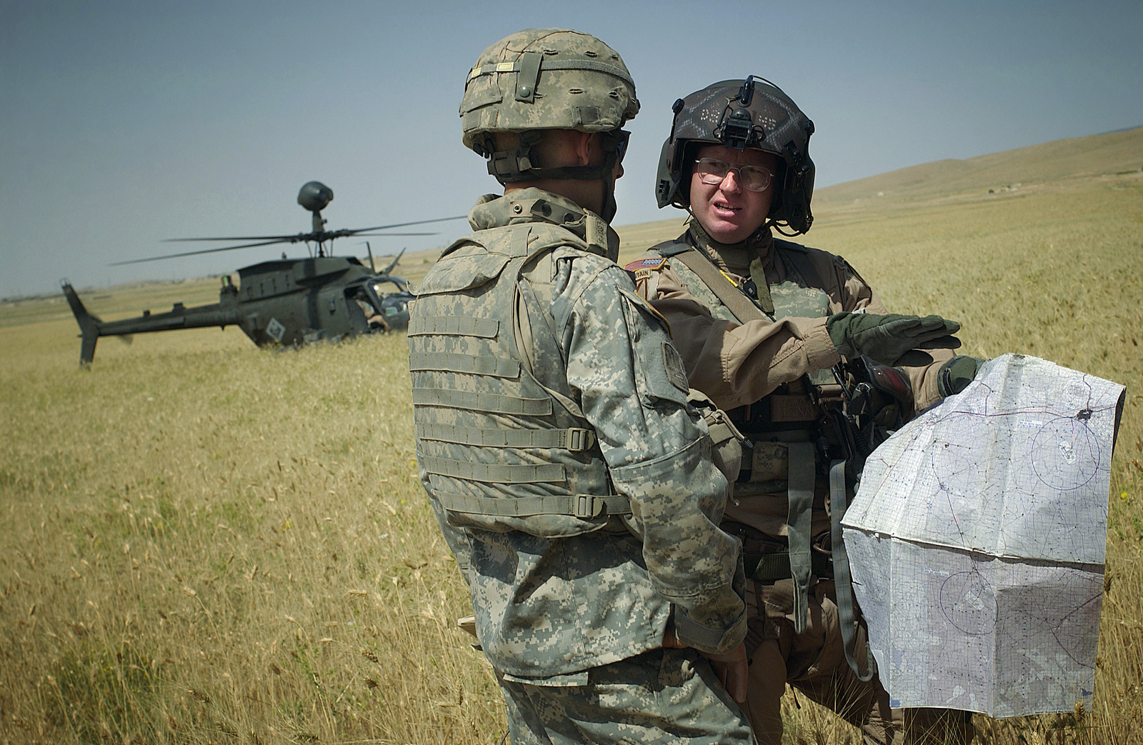 US Army (USA) First Lieutenant (1LT) Paul Laborde (left), 4th Squadron ...