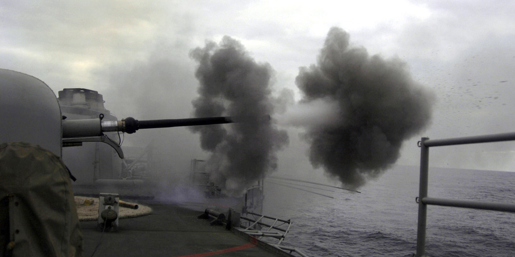 The gun crew aboard the Armada Espanola (Spanish Navy) Santa Maria