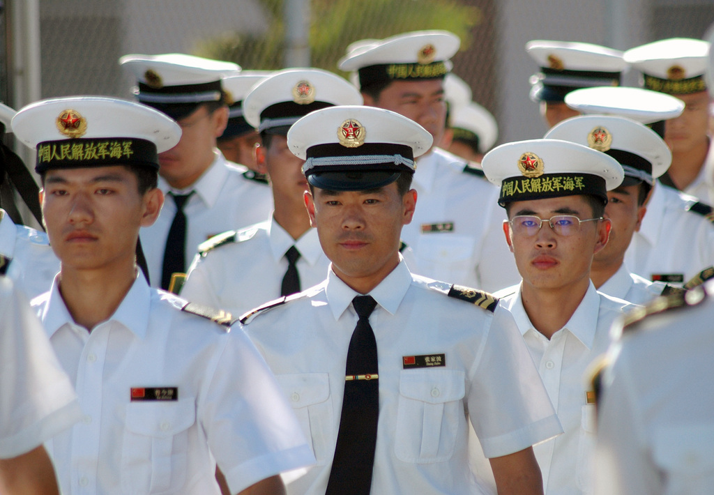 Chinese Peoples Liberation Army Navy Sailors from the Luhu (Type 052 ...