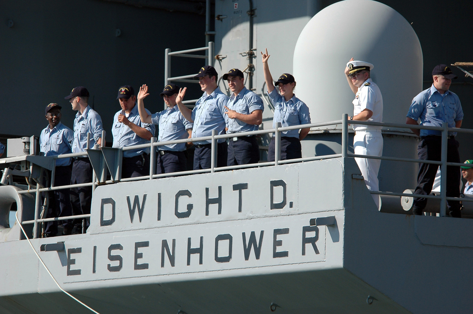 U.S. Navy Sailors Wave Goodbye To Family And Friends As The U.S. Navy ...