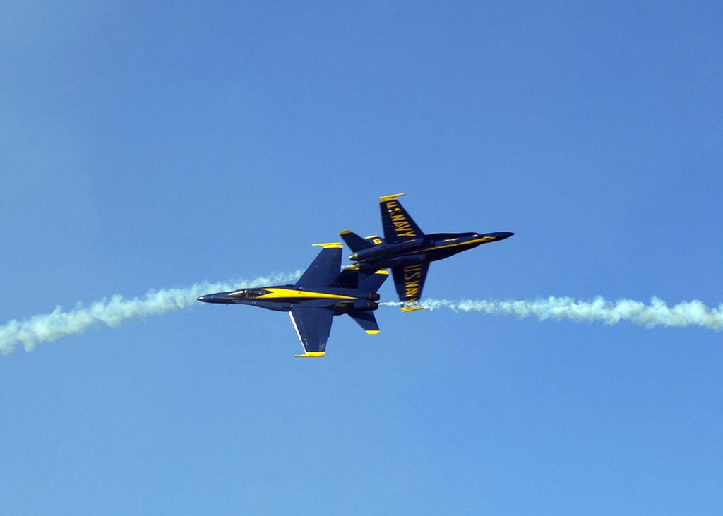 The U.S. Navy Flight Demonstration Team, The Blue Angels in their F/A ...