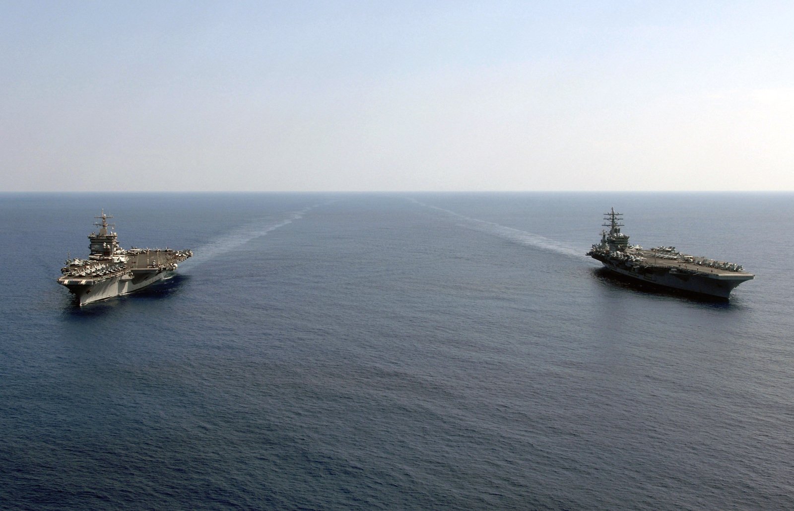 Aerial view of the U.S. Navy Nimitz Class Aircraft Carrier USS DWIGHT D ...