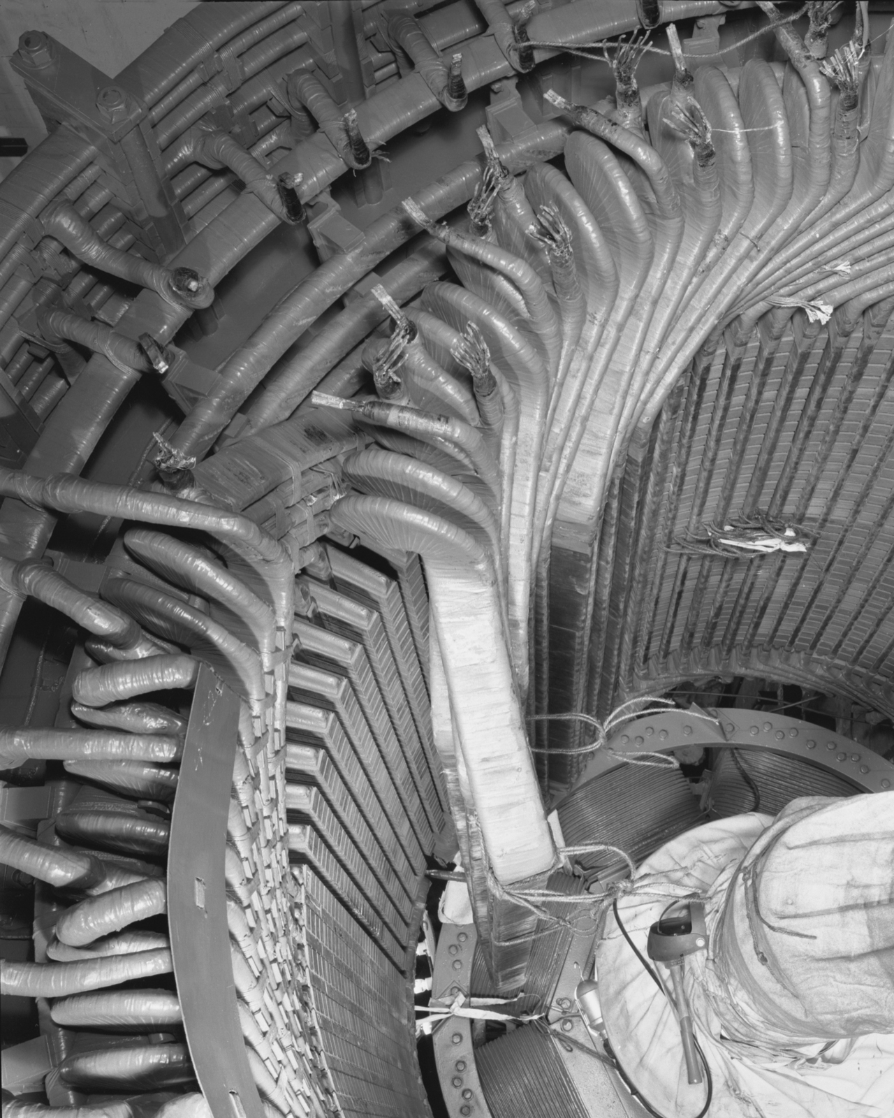 East generator coils being removed. Photograph taken January 20, 1956