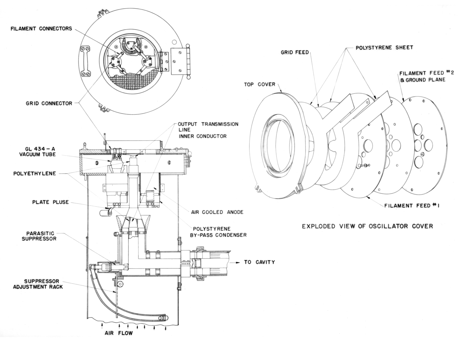 Line drawing of radio-frequency oscillator. Photograph taken January 26 ...