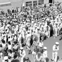 1984 - Los Angeles Rams Cheerleaders perform during the homecoming of the  battleship USS NEW JERSEY (BB-62). The ship is returning to home port after  11 months at sea Stock Photo - Alamy