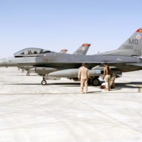 F-4G Phantom fighter aircraft from the 35th Tactical Fighter Wing, Tactical  Air Command, fly over the coastline of Bahrain during Operation Desert  Shield. The aircraft are armed with AGM-88 high-speed, anti-radiation,  air-to-surface